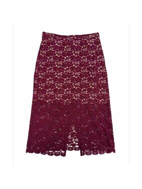 Aritzia Babaton  Pencil Lace Overlay Skirt Midi Classic Party Formal Size 6 EUC